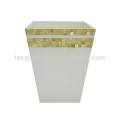 Golden shell mosaic craft art yellow dustbin